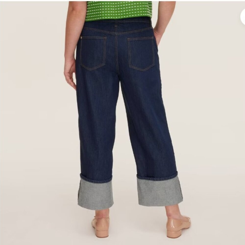 Women's High-Rise Straight Leg Wide Cuff Jeans, Size 8 - Picture 3 of 8